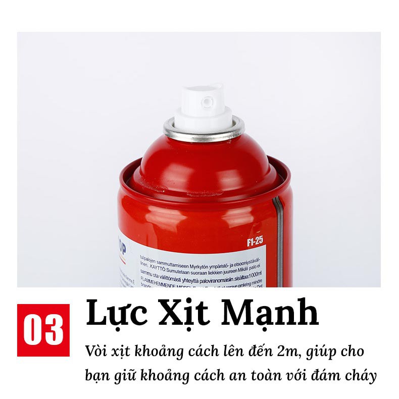 Bình chữa cháy mini cầm tay, dạng xịt, dùng cho xe ô tô Firestop – 500ml