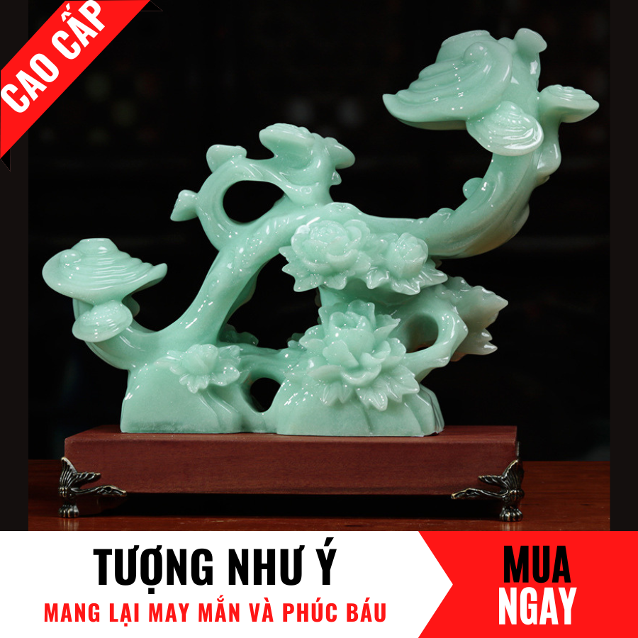 Tượng Như Ý Trang Trí Phong Thủy Bằng Đá Băng Ngọc Cao 27cm