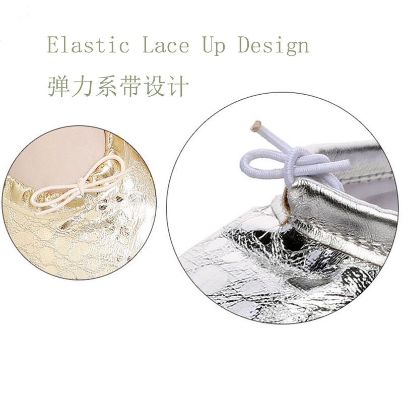 Ushine chuyên nghiệp chất lượng pu vàng vàng đào tạo cơ thể hình dép yoga giày bụng giày múa ba lê giày khiêu vũ trẻ em nữ Color: PU B-silver Shoe Size: EU24