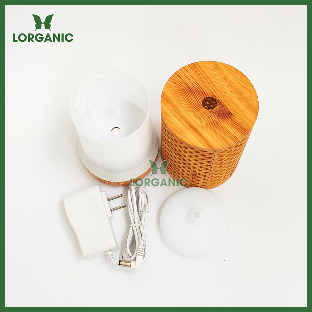 Combo máy khuếch tán/ máy xông tinh dầu Lorganic hình Trụ Lưới FX2065 + tinh dầu cam hương Lorganic