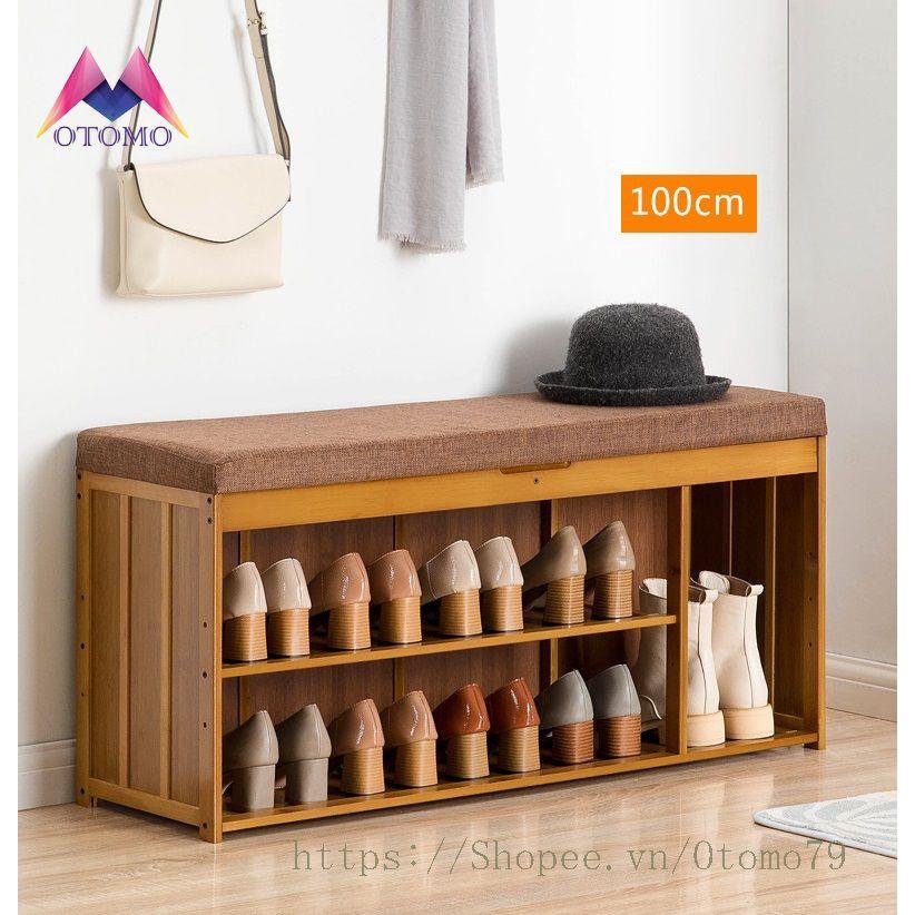 Kệ Để Giày Dép Bằng Gỗ Kiêm Ghế Ngồi