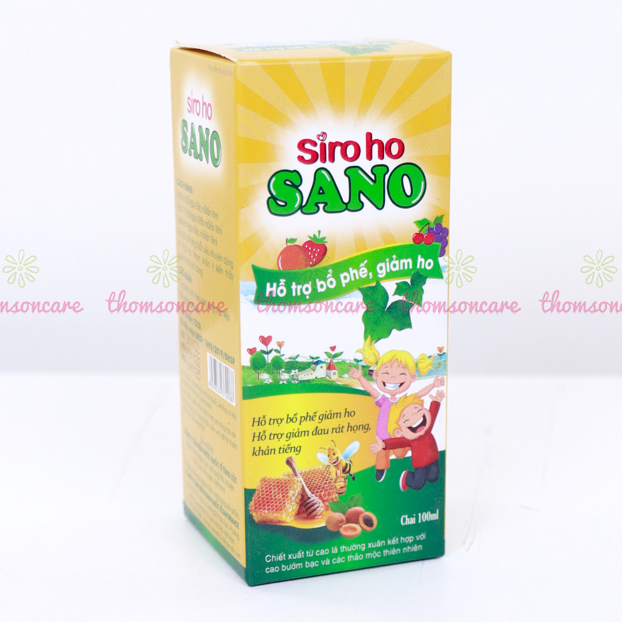 Siro ho cho bé, siro ho Sano Sanofia - giúp bổ phế, giảm ho, tiêu đờm từ thảo dược - Chai 100ml Thomsoncare
