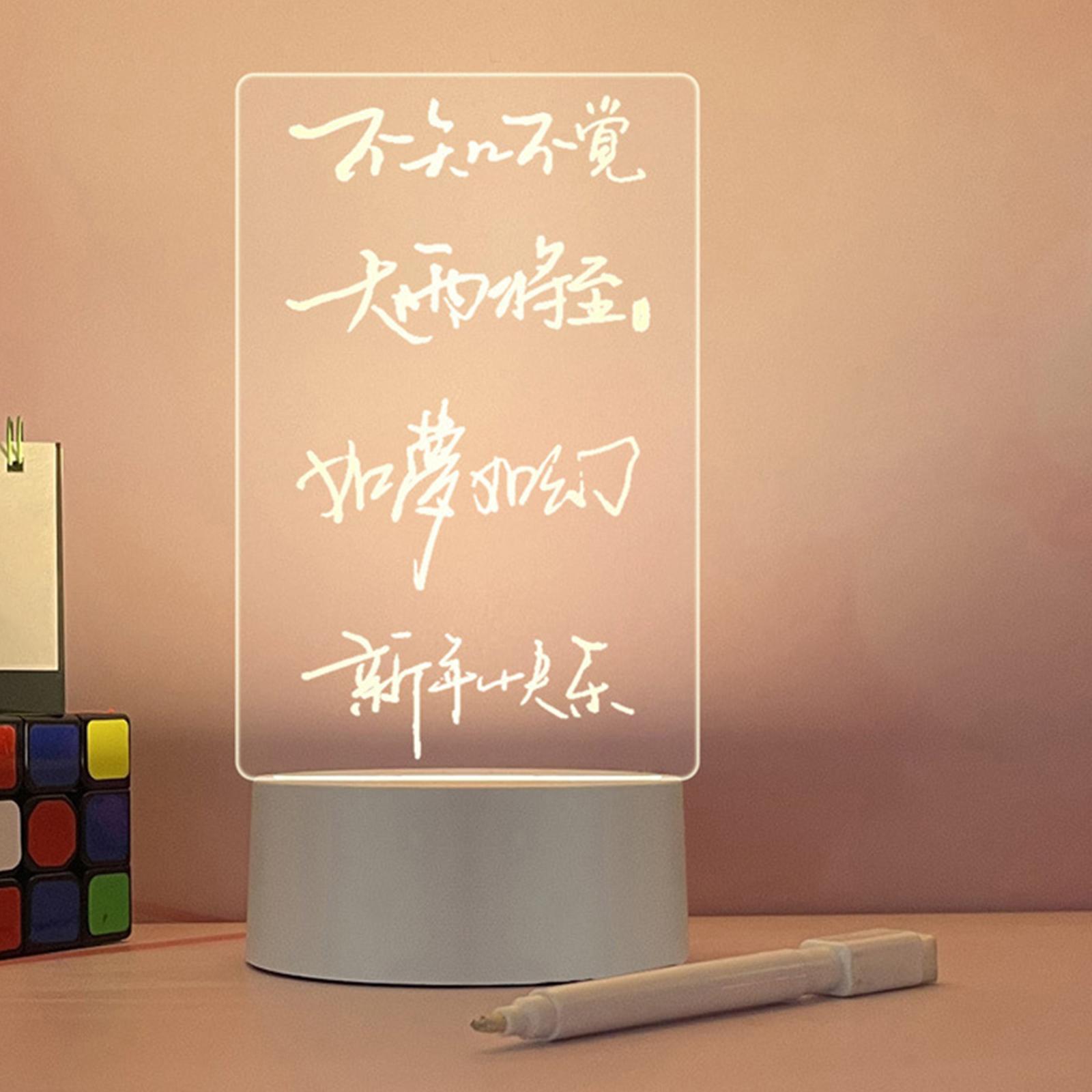 Message Board Lamp LED Acrylic White Board USB for Home Bedroom Wedding