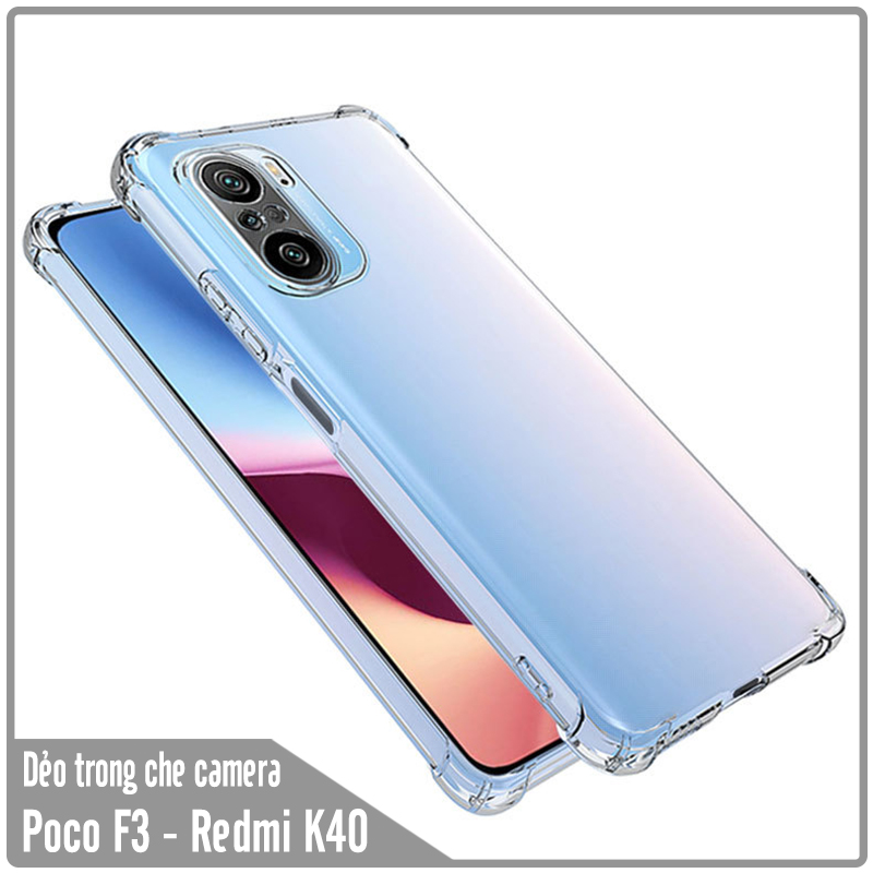 Ốp lưng 4 góc chống sốc cho Xiaomi Poco F3 - Redmi K40 Trong Suốt Che Camera