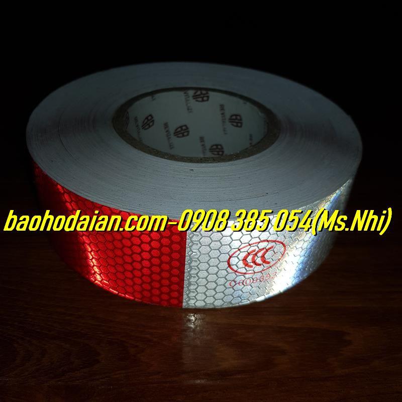 Băng keo phản quang 3M màu trắng đỏ -DÀI 50M- Ảnh Thật