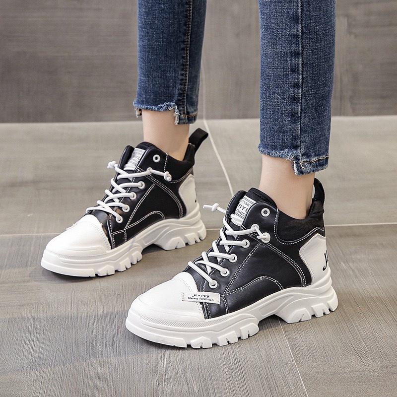 Giày Thể Thao Nữ thời trang MWC giày sneaker da cổ cao phối màu cá tính trẻ trung NUTT- 0603