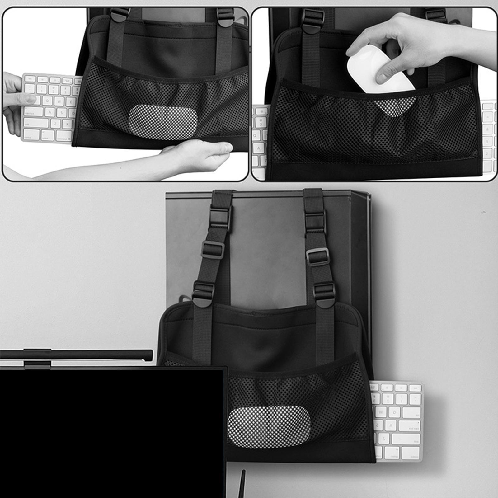 Universal under Desk Computer Mount, Wall Mount Hanging Rack/ Computer Mainframe Hanger with Storage Bag, Adjustable, CPU Stand Computer case Holder