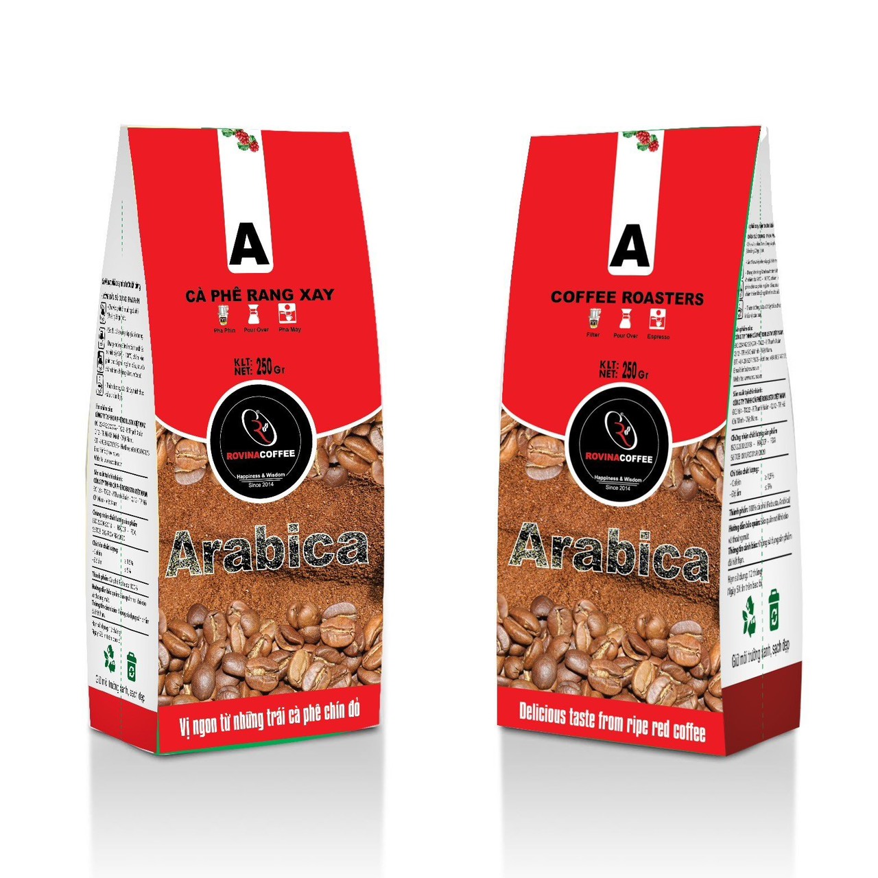 Cà Phê Arabica Cầu Đất - Pha Máy - Gói 250gr Nguyên Hạt Hương Vị Đậm Đà Cân Bằng Hoàn Hảo Rovina Coffee