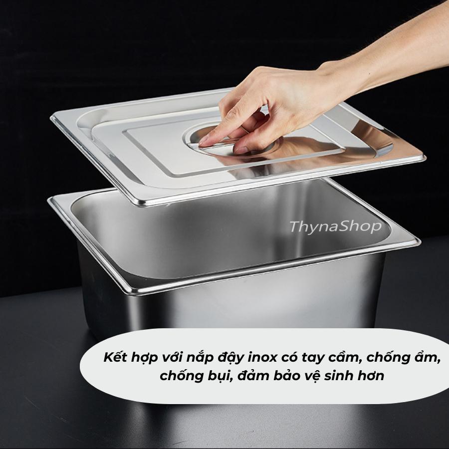 Khay inox đựng topping - thạch, trân châu, nhân bánh mì - buffet, kem, thực phẩm ...