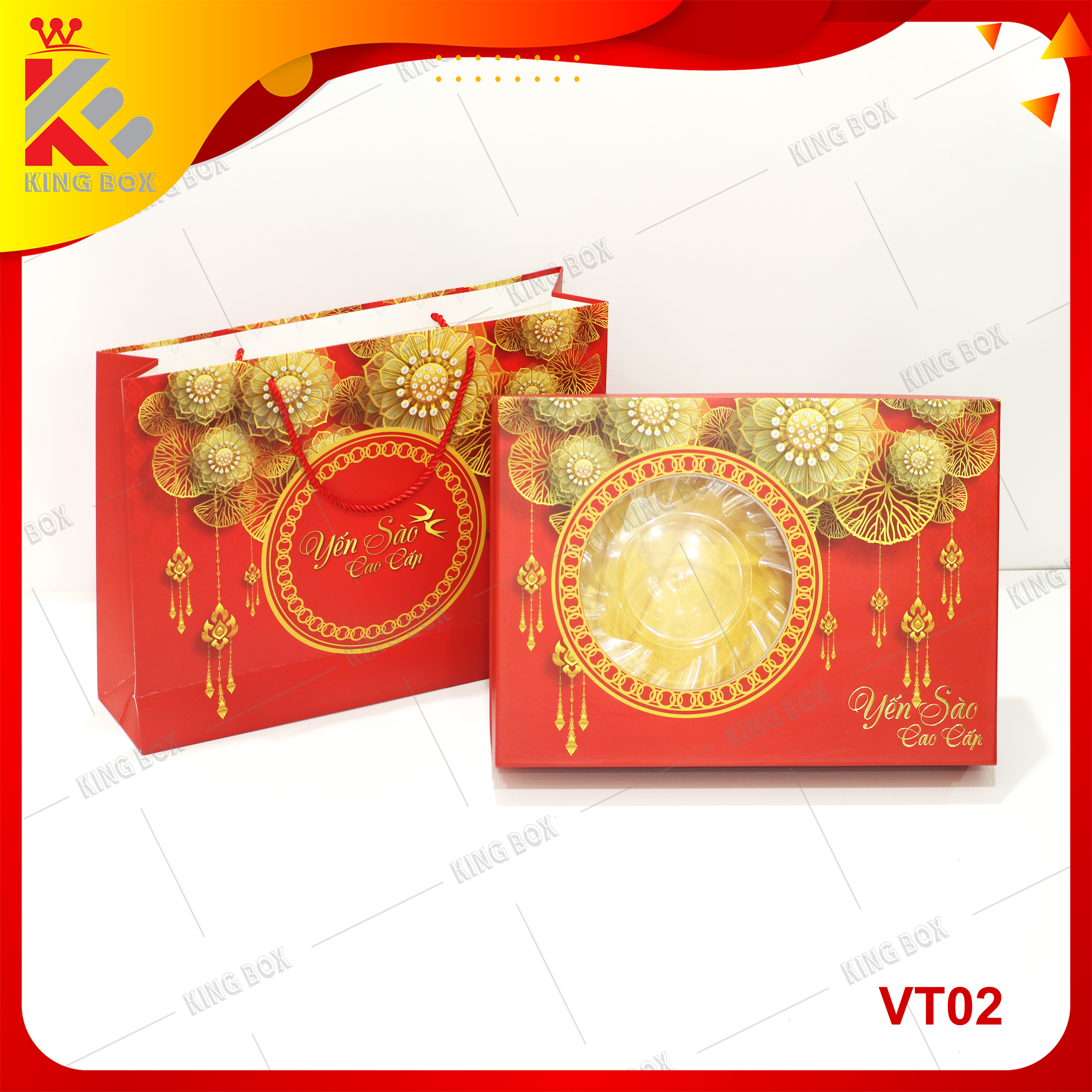 Hộp đựng yến tinh chế cao cấp 100g KINGBOX (khay 1 hộp đường)