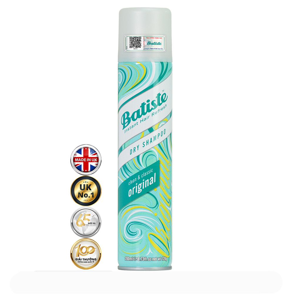 Dầu Gội Khô Hương Cổ Điển Batiste Dry Shampoo Clean &amp; Classic Original 200ml