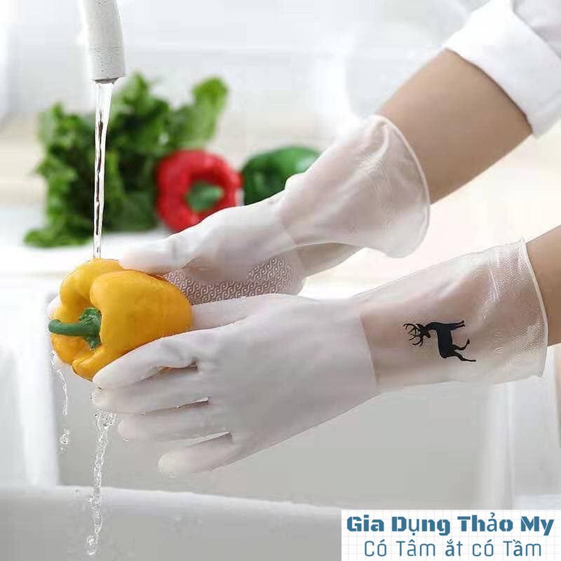 Găng tay cao su con hươu lót nỉ -  Siêu bền Siêu Dai bảo vệ da tay 