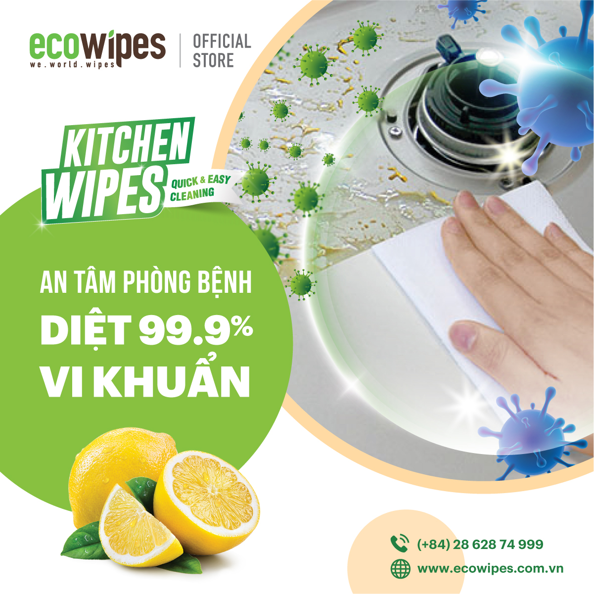 Khăn ướt lau bếp Ecowipes 42 tờ - 1 gói