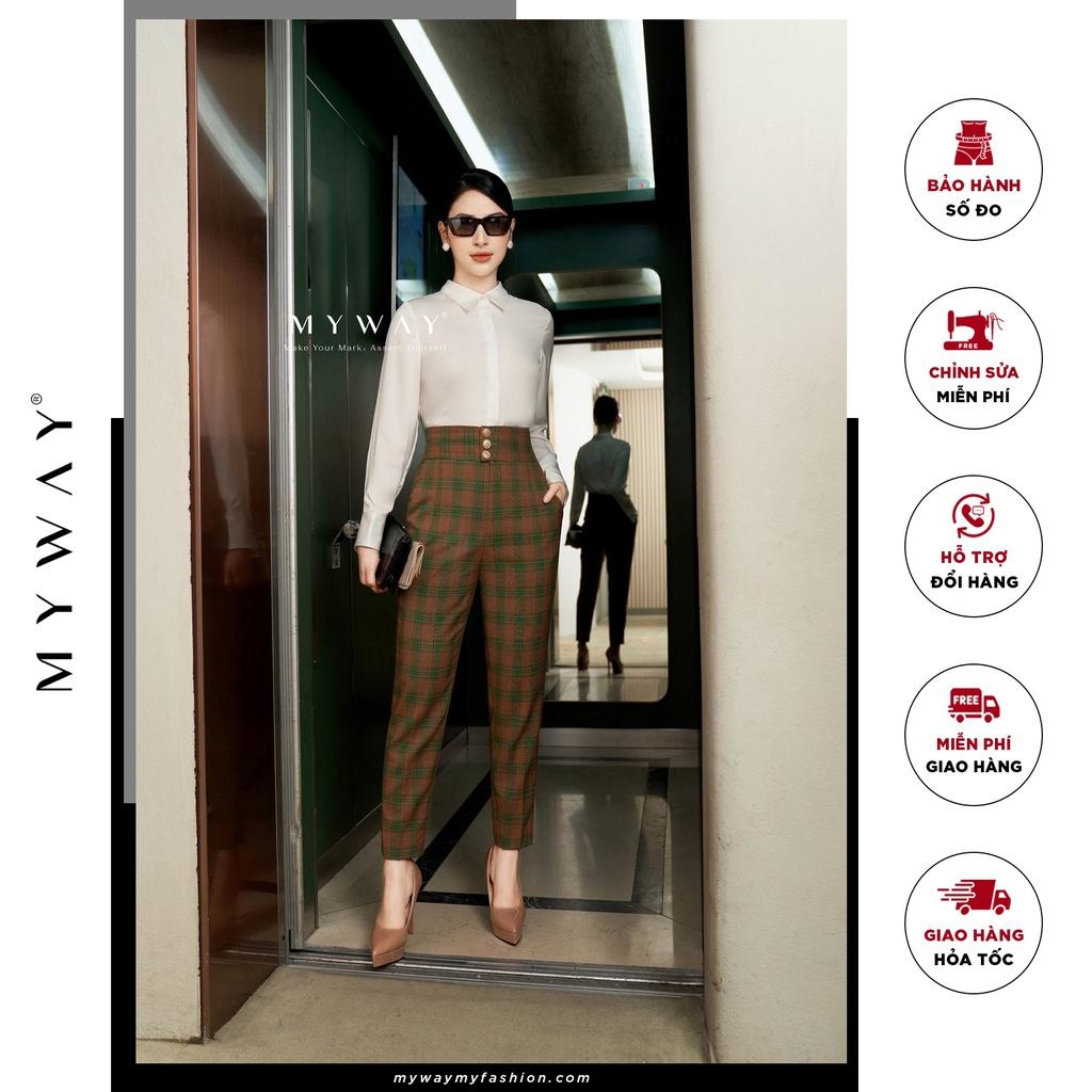 Quần Âu Nữ MY WAY Dáng Baggy Họa Tiết Kẻ Caro Cao Cấp 1MQ0148