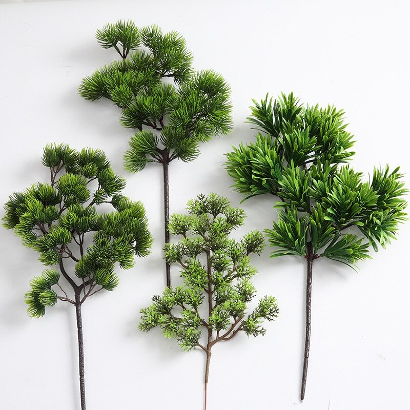 Cành tùng giả - dài 38cm - tán rộng 18cm - Cây giả, hoa lụa Decor trang trí nhà cửa
