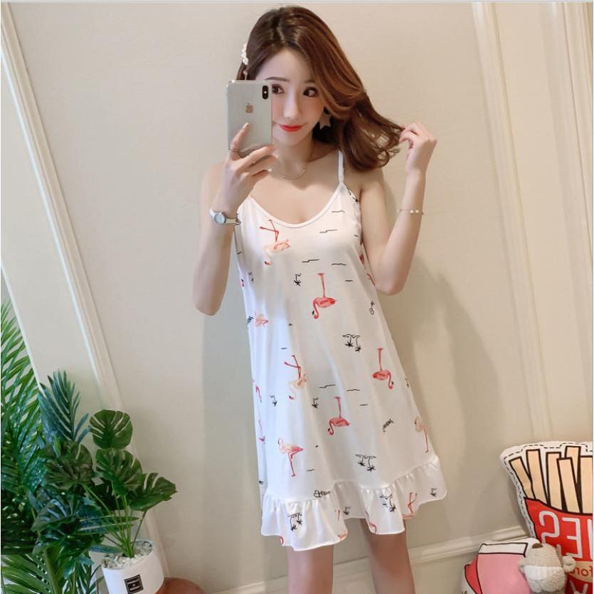 Váy ngủ, váy thun 2 dây, váy mặc nhà hình dứa vải mềm mịn vn27