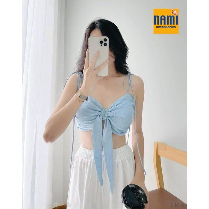 SET ÁO CÚP NGỰC CỘT NƠ KÈM QUẦN SUÔNG CHUN ĐI BIỂN CỰC XINH BAO LUNG LINH XINH XẮN - QANU413