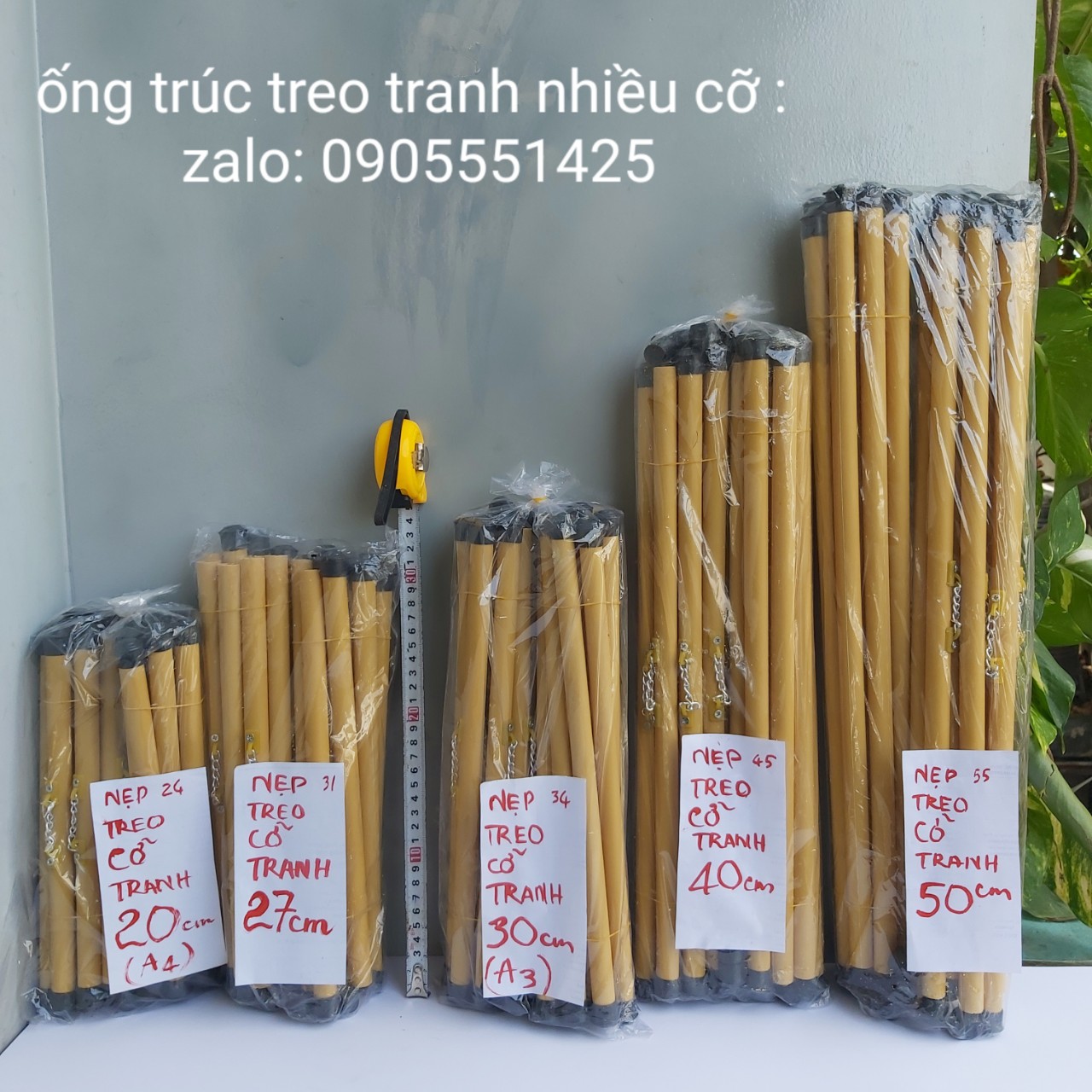 1 BAO ống trúc treo ảnh.Ống trúc treo giấy viết thư pháp.Ống trúc treo lịch, tranh, giấy a3. Dài 34cm