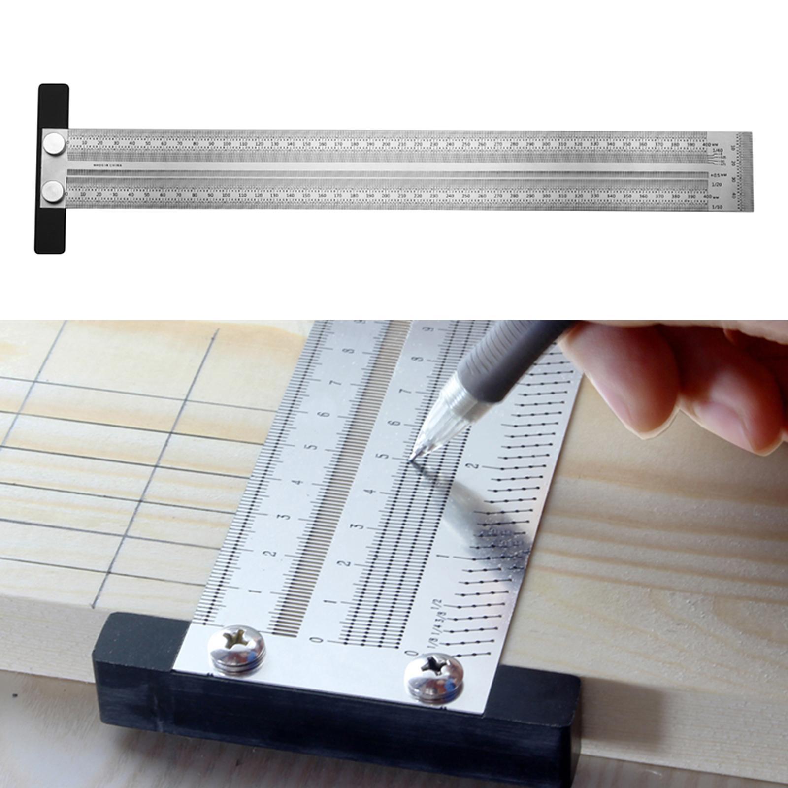 2x T Type Hole Scale Ruler Woodworking Scribing Mark Line Gauge Carpenter