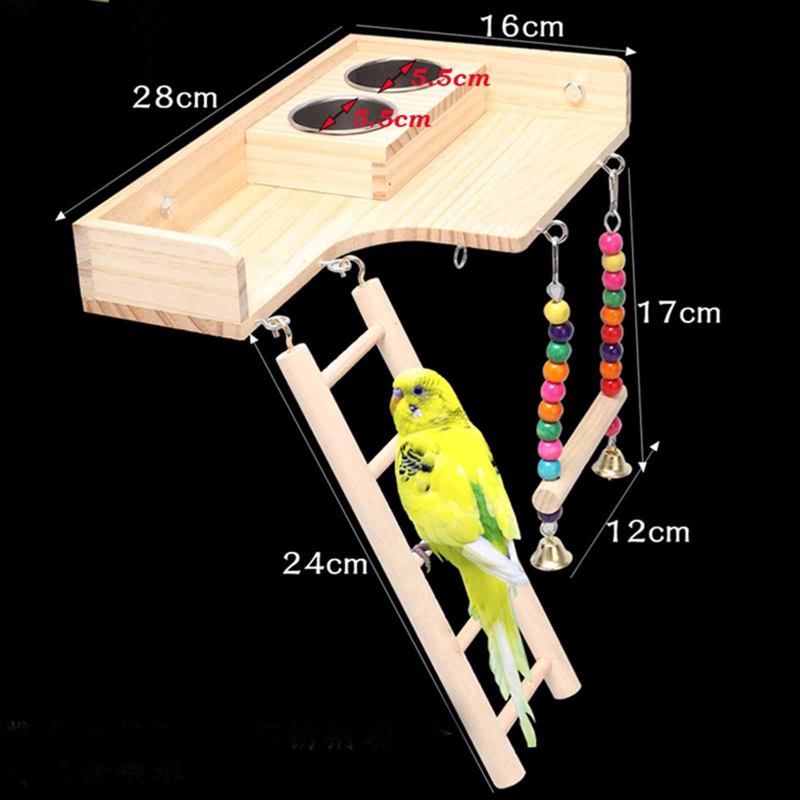 Pet Bird Parrot Playground Wooden Ladder Toy Interactive Platform Accessory