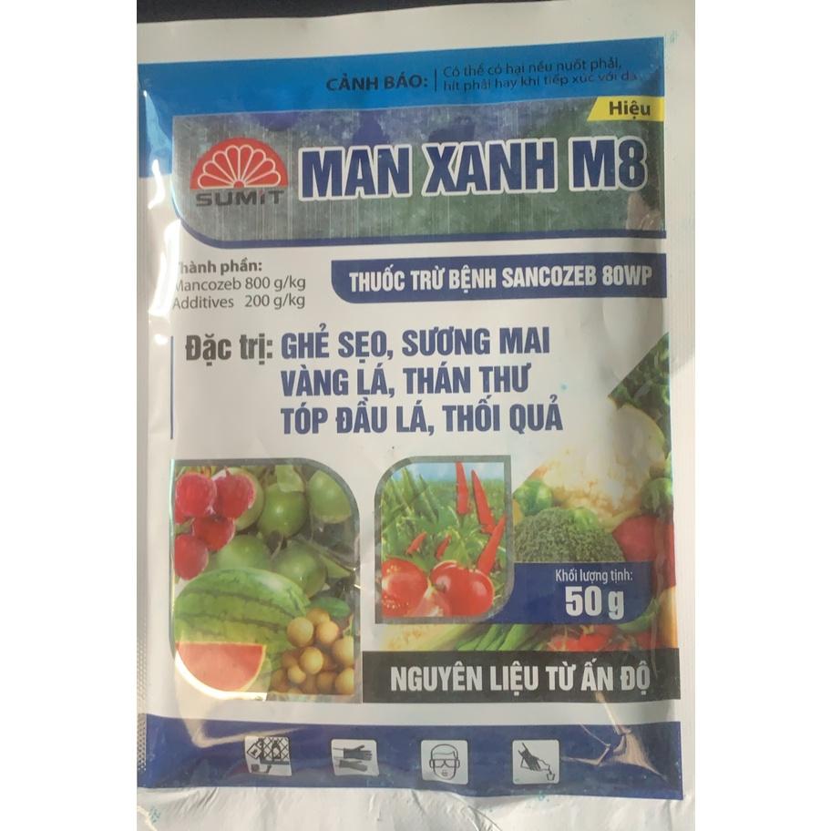 Super Man m8 xanh ấn độ lưu dẫn 2 chiều  Đặc trừ phấn trắng, vàng lá. Thán thư, đốm lá, thối rễ, thối nhũn, sương mai.