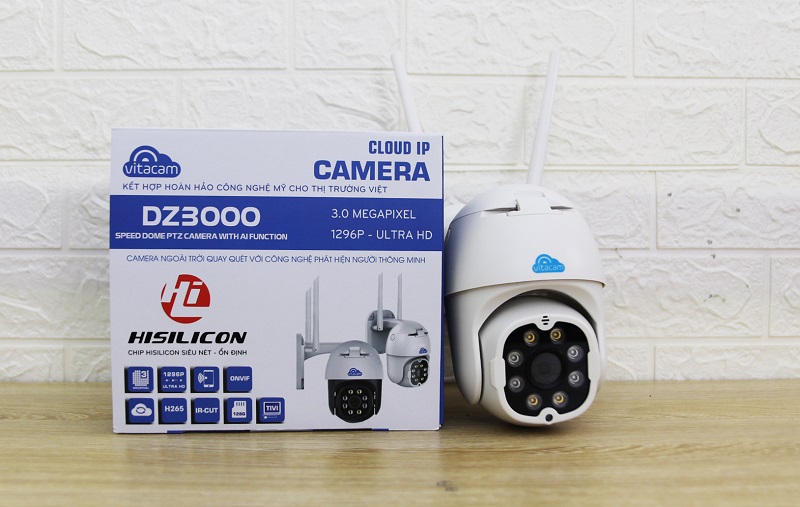 Camera IP Wifi ngoài trời VITACAM DZ3000 PTZ xoay 355 độ, 3.0Mpx 1296P hình ảnh ULTRA HD siêu nét + Thẻ nhớ 64G - hàng nhập khẩu