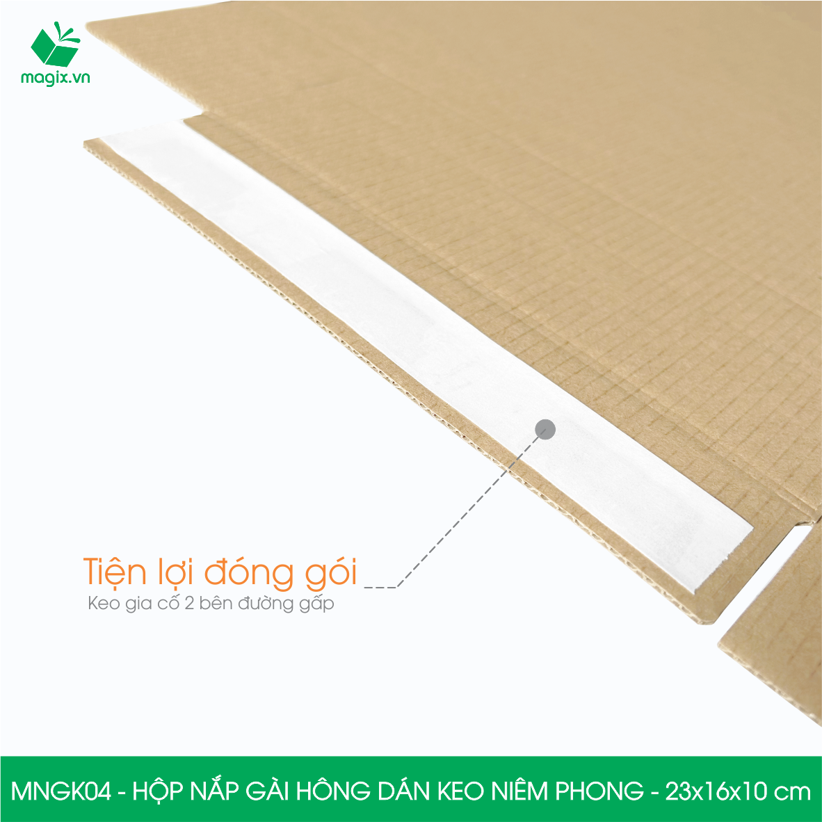 MNGK04 - 23x16x10cm - COMBO 20 HỘP CARTON NẮP GÀI HÔNG CÓ KEO NIÊM PHONG - THÙNG HỘP CARTON ĐÓNG HÀNG