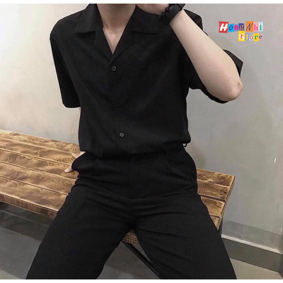 Sơ Mi Trơn Unisex Tay Lỡ Cổ Bẻ - Sơ Mi Basic Tay Lỡ - MM