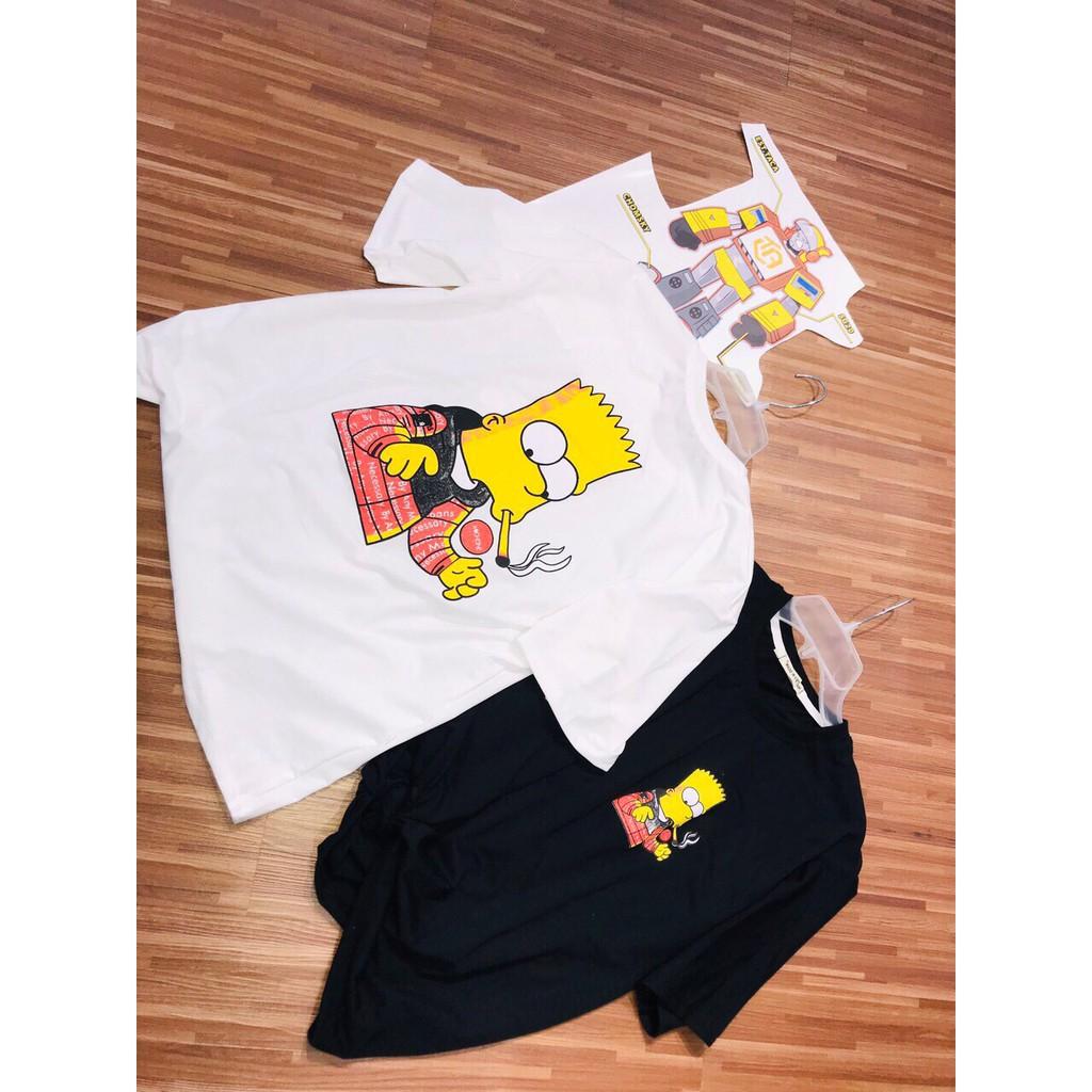 Áo Thun Đôi Freesize In Hình Chú Bé Hoạt Hình Tặng Kèm Gương Mini Siêu Xinh