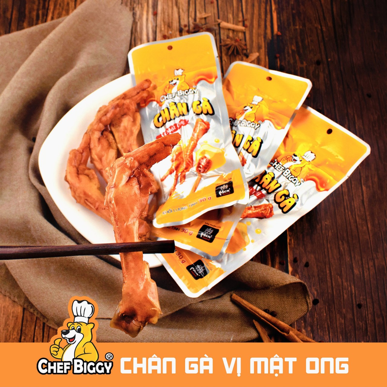 1 Gói 20 Chiếc chân gà CHEF BIGGY Vị Mật Ong 