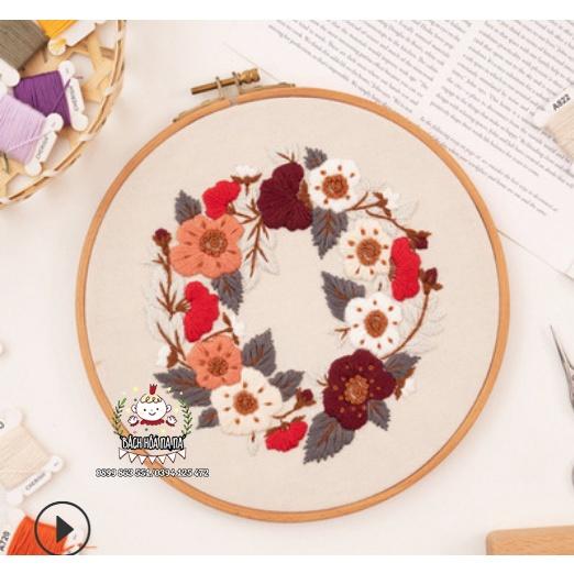 Combo Nguyên Liệu Thêu Tay Hoa Cỏ Sang Thu Chào Đông Cherish Handmade DIY Embroidery Tranh Trang trí - Bách hóa Na Na