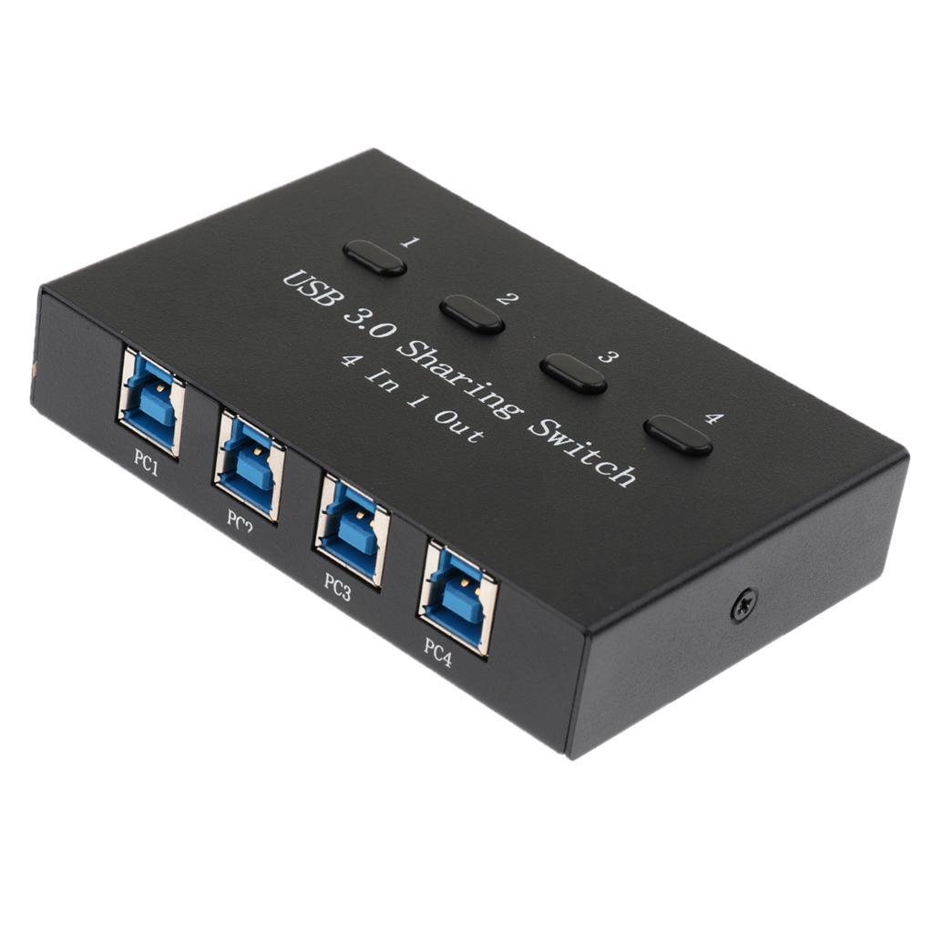 USB 3.0 Sharing Manual Switch KVM Adapter Box 4Ports Hub for Printer