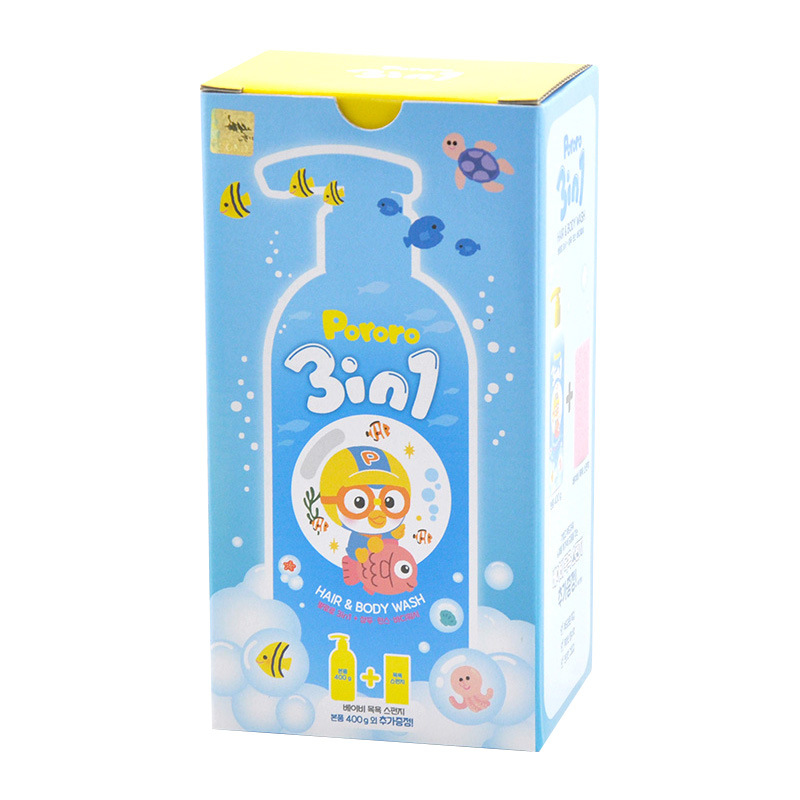 Sữa tắm gội xả 3-in-1 trẻ em tặng kèm bông tắm Pororo Hàn Quốc 400ml