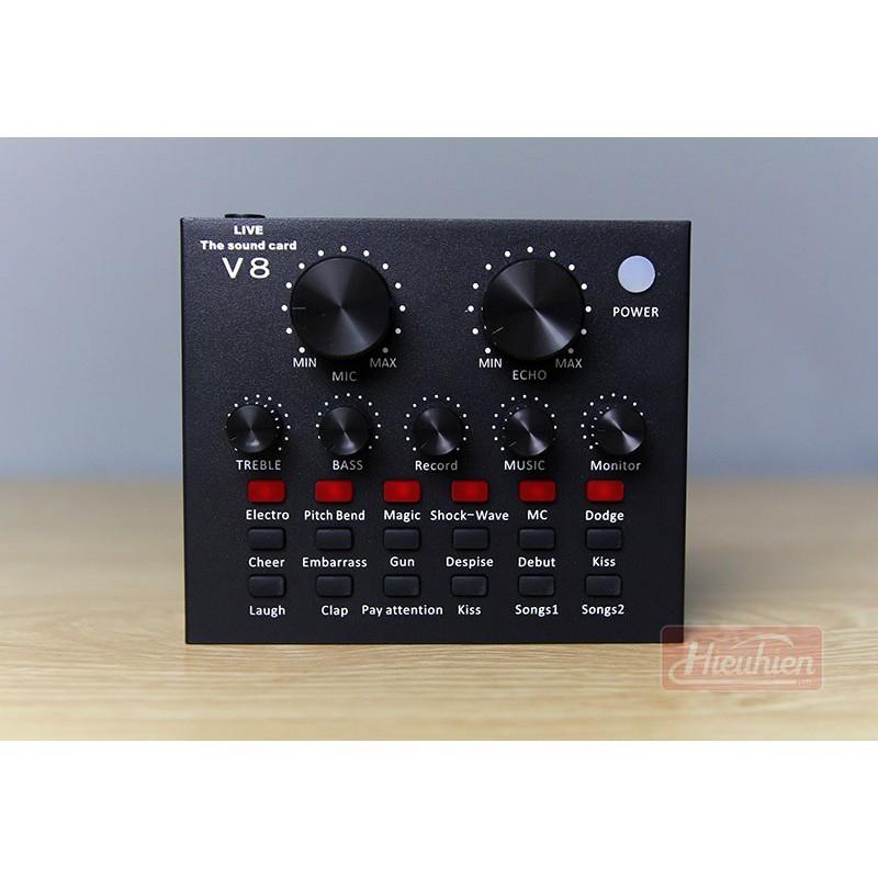 Sound Card V8 Có Blutooth , Chuyên Dùng Livestream , Thu Âm , Chơi Game , Dễ Dàng Sử Dụng .Phiên Bản Tiếng Anh