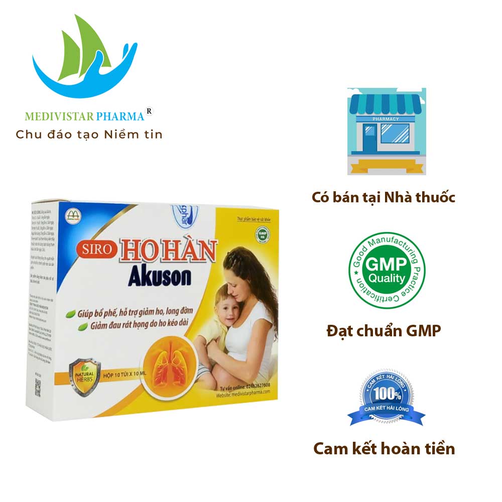 Combo 2 Hộp Siro Ho Cho Bé AKUSON Giúp Bổ Phổi, Giảm Ho, Dưỡng Phế Thành Phần Thảo Dược Tự Nhiên An Toàn, Lành Tính 10 Ống/Hộp