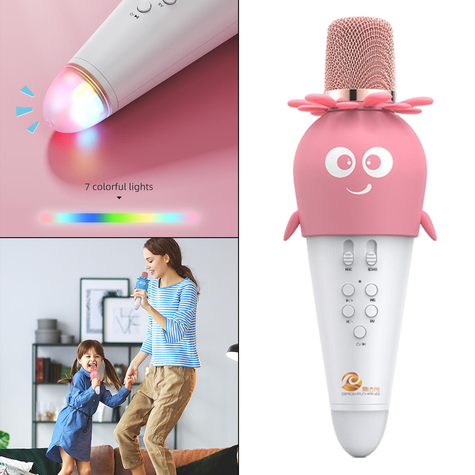 Wireless Bluetooth Microphone Speaker Bluetooth Mic for Party Home Ktv Pink