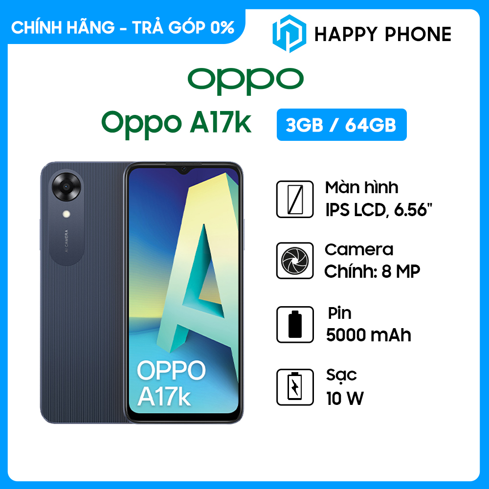 Điện Thoại OPPO A17K (3GB/64GB) - Hàng Chính Hãng