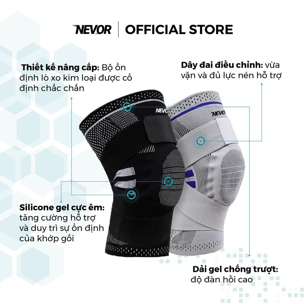 Bó gối thể thao Nevor BDG02 có dây đai tuỳ chỉnh giảm đau, phòng tránh chấn thương dây chằng sử dụng cho gym, bóng đá...