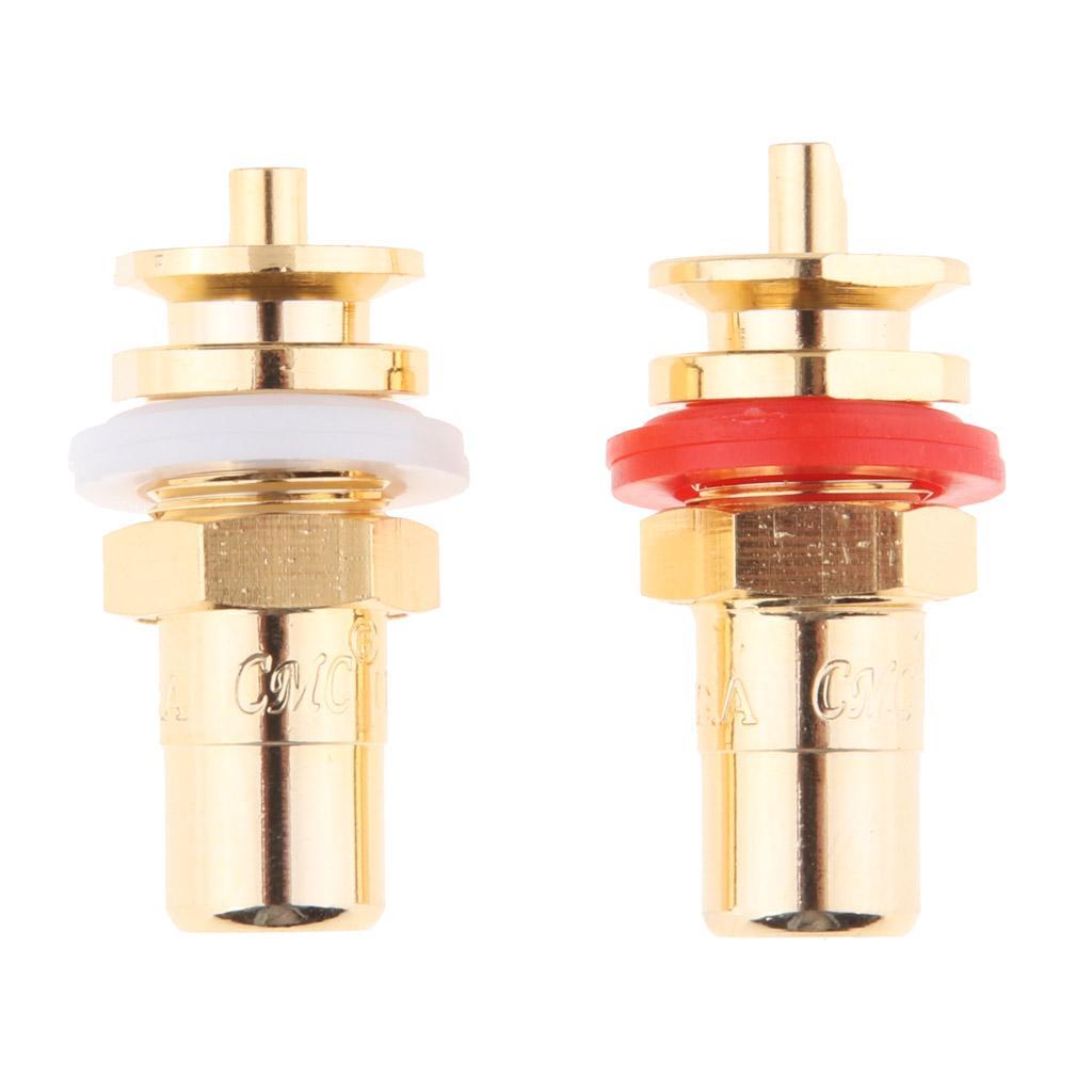 Pair RCA Female Socket Connector Chassis Panel Mount Adapter RCA Plug