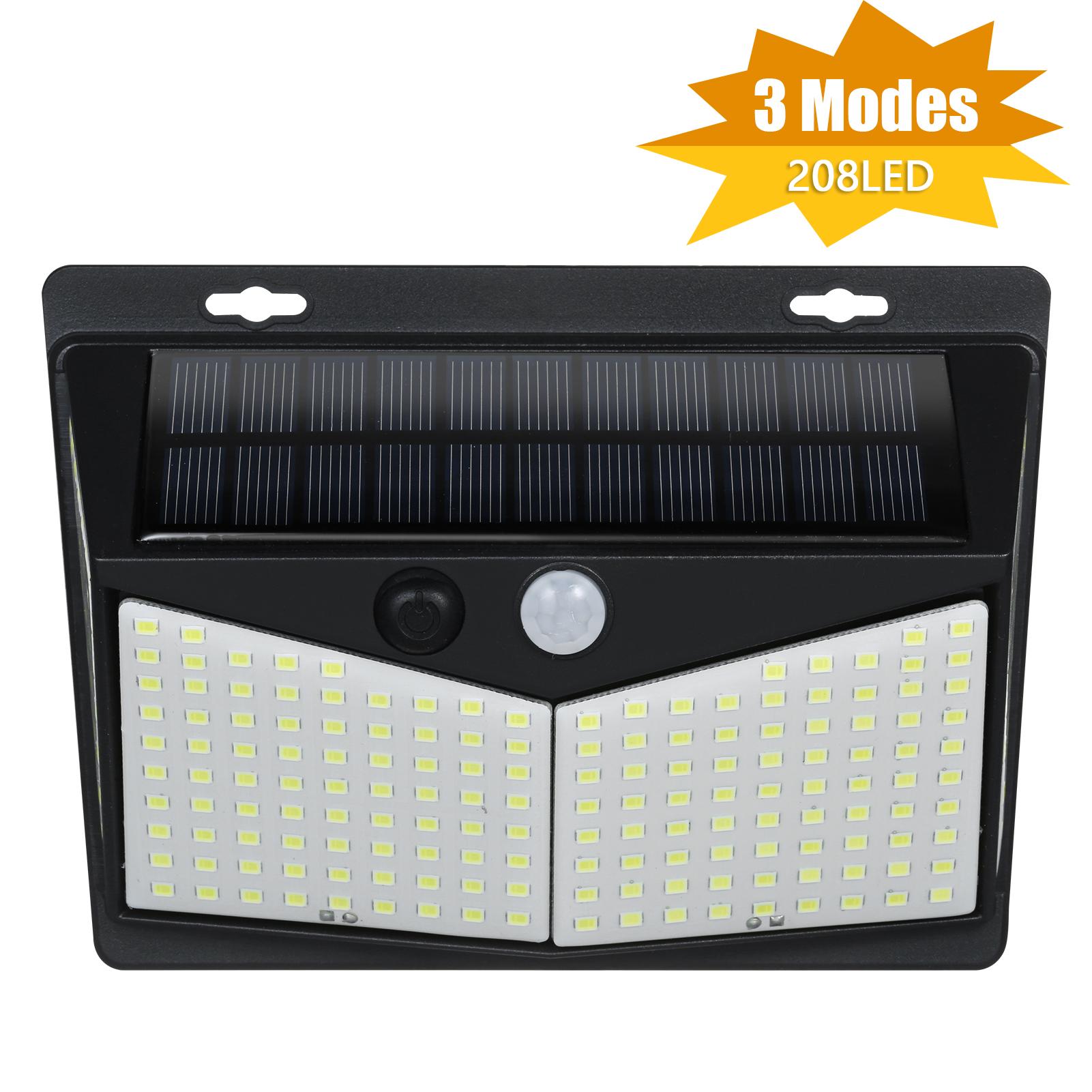Đèn năng lượng mặt trời Đèn cảm biến chuyển động với 208 Leds độ chiếu sáng cao,3 chế độ sáng, Chống nước IP65