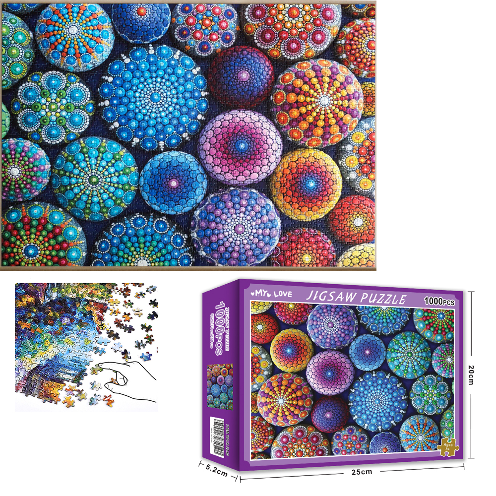 Bộ Tranh Ghép Xếp Hình 1000 Pcs Jigsaw Puzzle Hoa Văn Màu Sắc Bản Thú Vị Cao Cấp