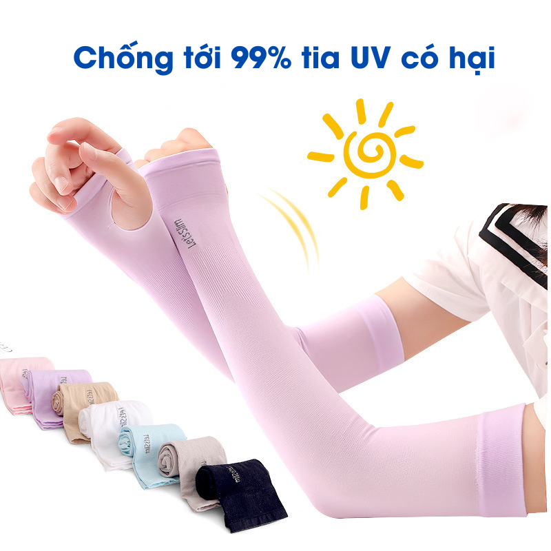 Găng Tay Chống Nắng Xỏ Ngón Che Cả Cánh Tay Chống Tia UV Đến 99.9% Thoáng Mát Co Dãn 4 Chiều