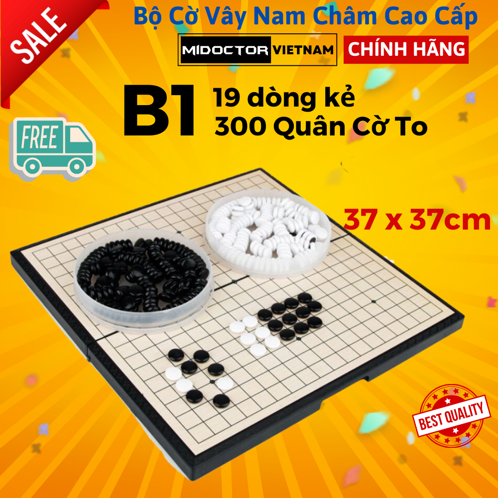 Bộ cờ vây nam châm B1 cao cấp, kiêm cờ ca-rô caro, 19 dòng kẻ, 300 quân - chính hãng miDoctor