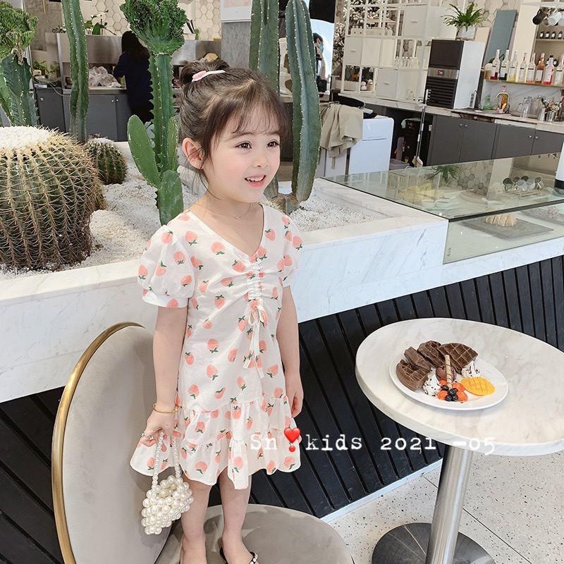 Váy bé gái dâu tây đuôi cá cực xinh