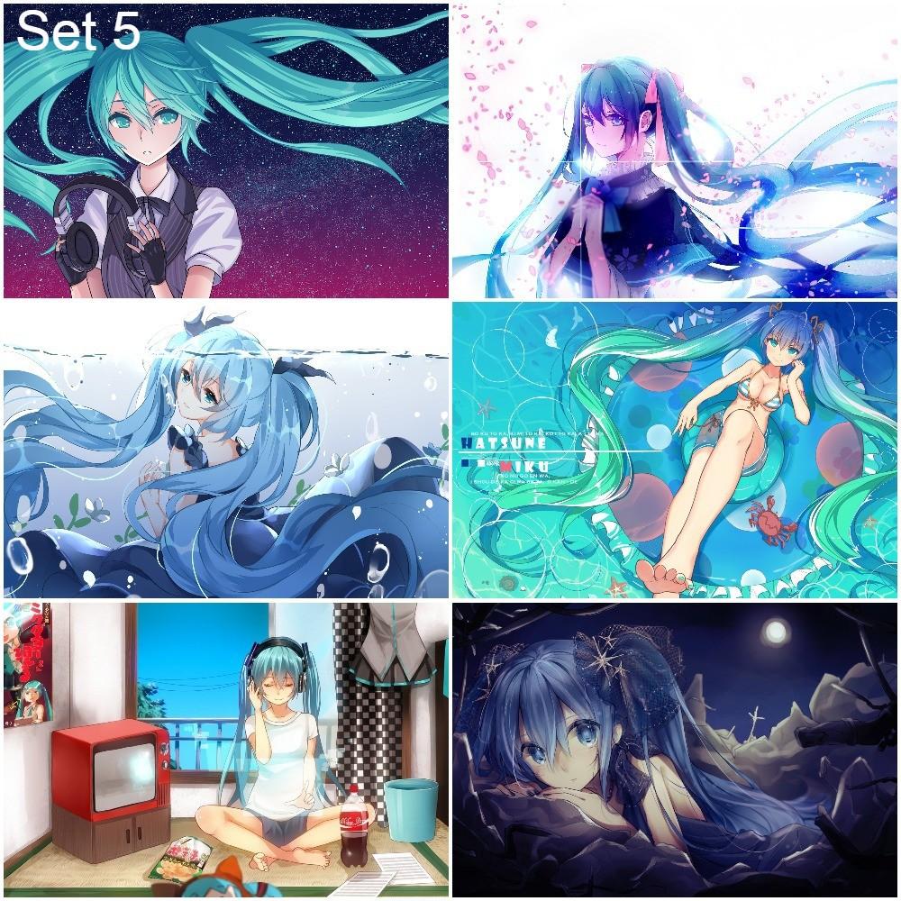 Bộ 6 Poster vocaloid Hatsume Miku (1) (bóc dán) - A3,A4,A5