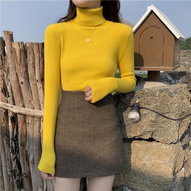 Áo Len Cổ Lọ cao 10cm Thời Trang Thu Đông Cho Nữ