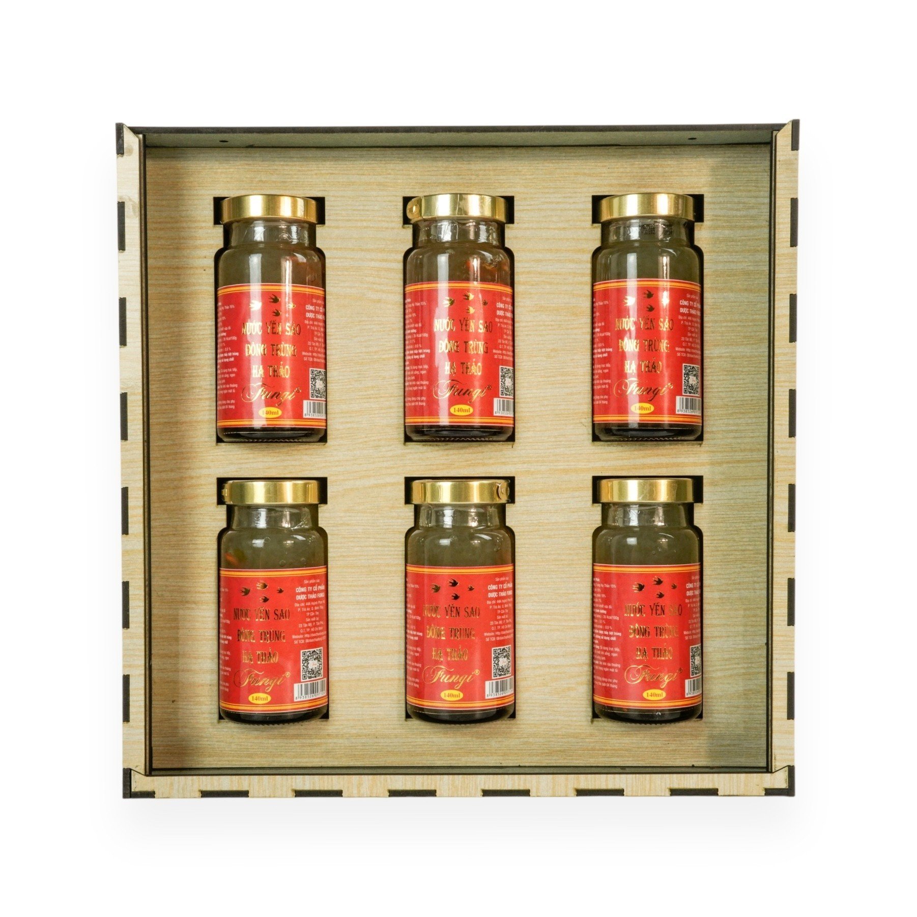 Yến Sào Đông Trùng Hạ Thảo FUNGI hũ LỚN 140ml x 6hu, 15% yến, 15% Đông Trùng