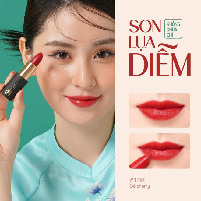 Son Lụa Không Chì Cỏ Mềm Son Thiên Nhiên An Toàn Có Phiếu Kiểm Nghiệm Không Chì Từ Viện Kiểm Nghiệm Thuốc Trung Ương Cỏ Mềm - 108 Đỏ Cherry