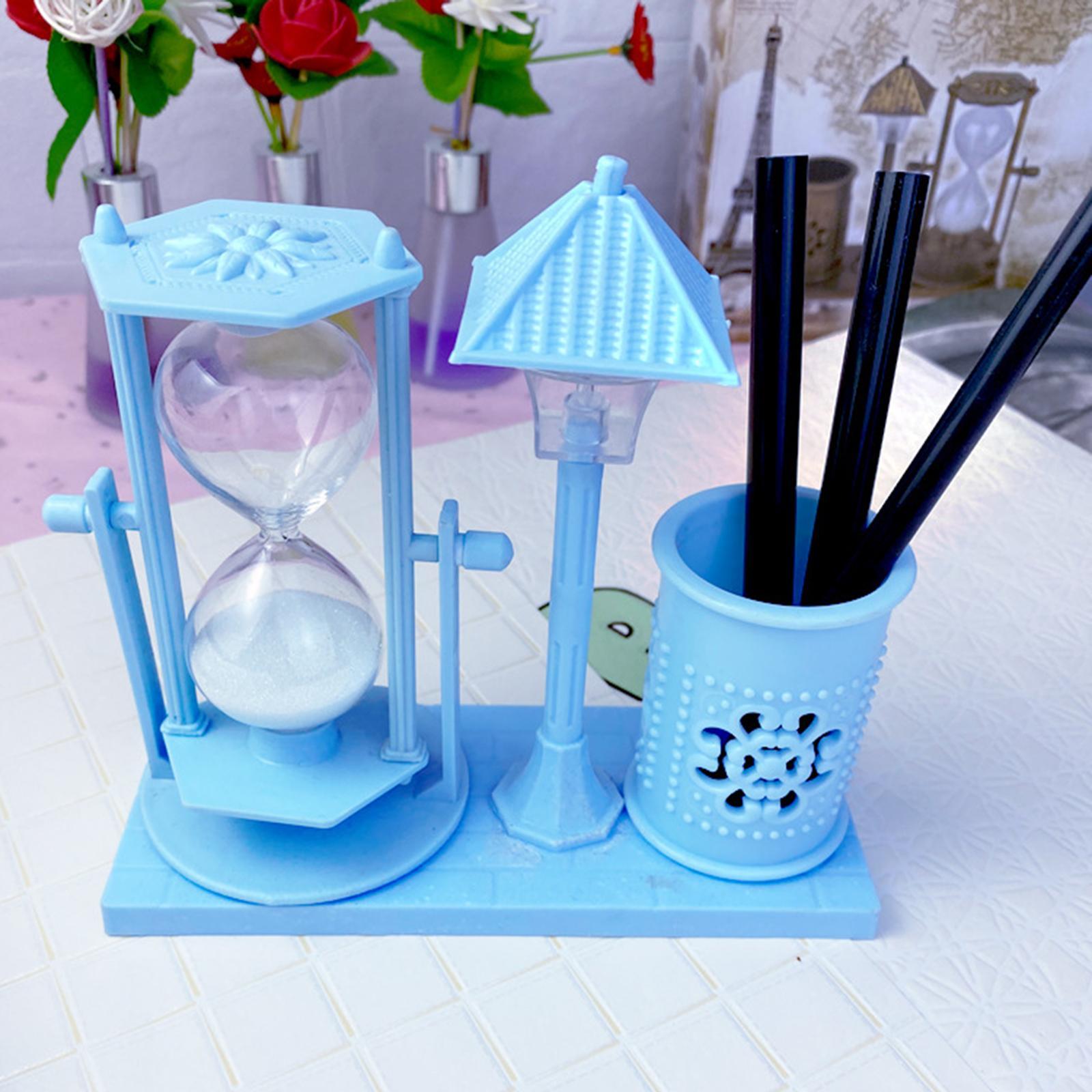 Hourglass Street Lamp Pen Holder Night Light for Office Table Decoration