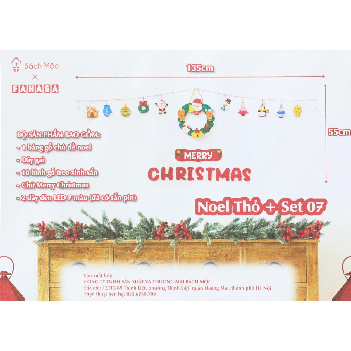 Dây Hình Gỗ Treo Tường Trang Trí Giáng Sinh - Bách Mộc - Ông Già Noel Cầm Cây Thông